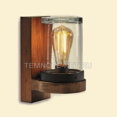 CLOCHE WALL LAMP TEAK & HANDMADE CLEAR GLASS